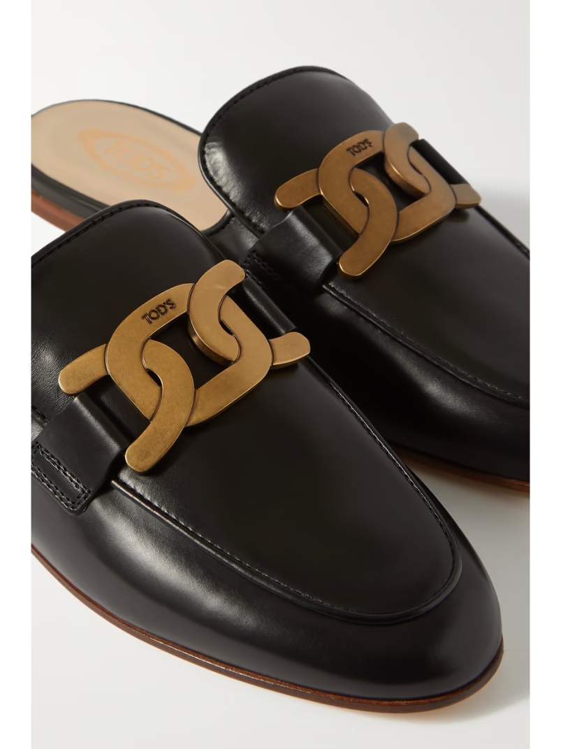 Embellished leather slippers Embellished leather slippers