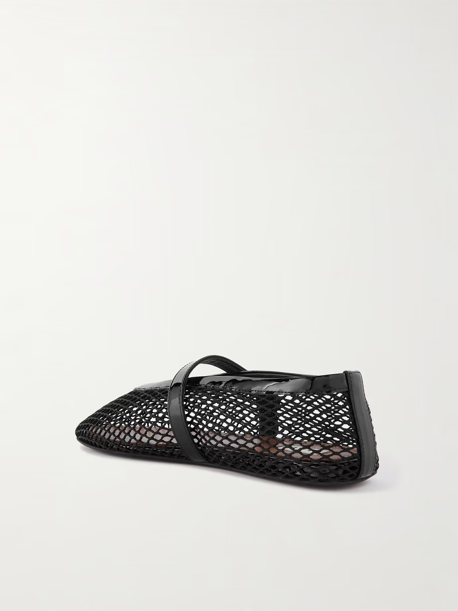 Patent leather-trimmed mesh ballet flats Patent leather-trimmed mesh ballet flats