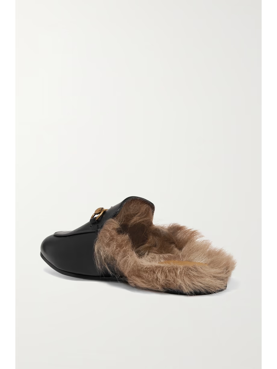 Princetown horsebit-detailed shearling-lined leather slippers Princetown horsebit-detailed shearling-lined leather slippers