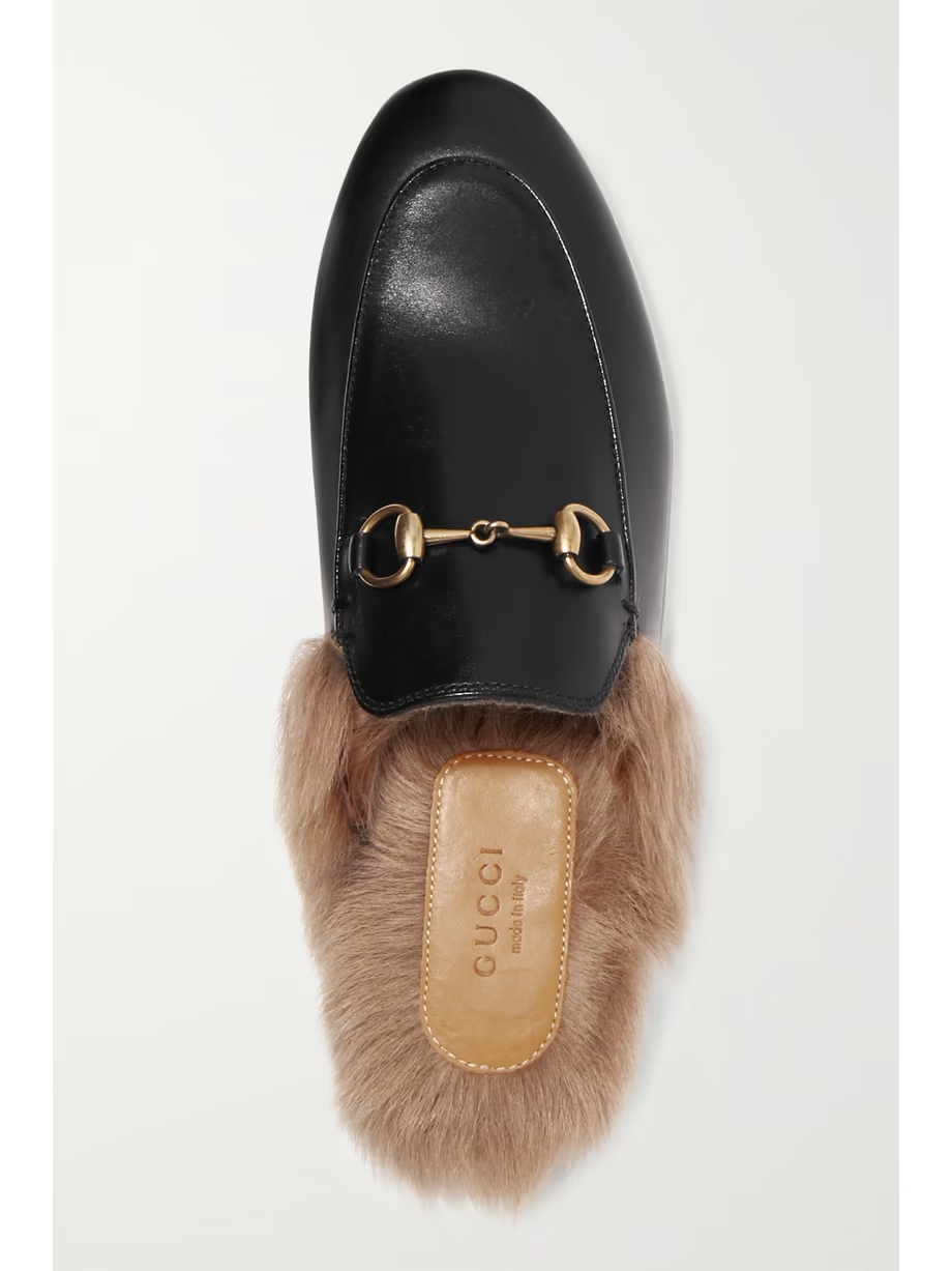 Princetown horsebit-detailed shearling-lined leather slippers Princetown horsebit-detailed shearling-lined leather slippers