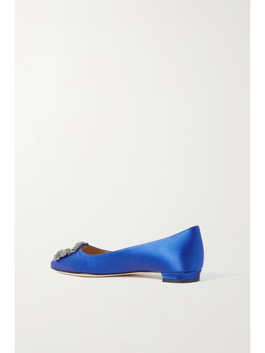 Hangisi embellished satin point-toe flats Hangisi embellished satin point-toe flats