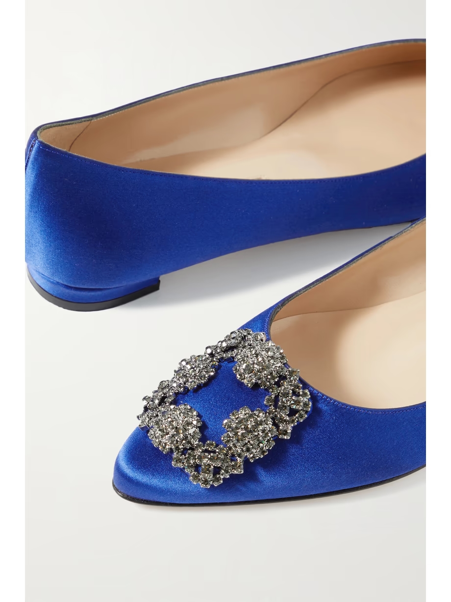 Hangisi embellished satin point-toe flats Hangisi embellished satin point-toe flats