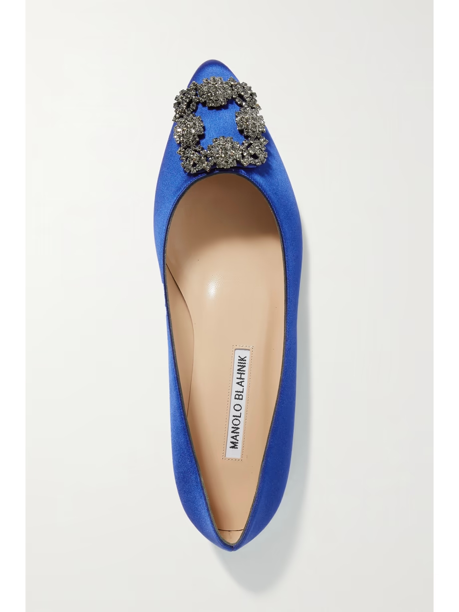 Hangisi embellished satin point-toe flats Hangisi embellished satin point-toe flats