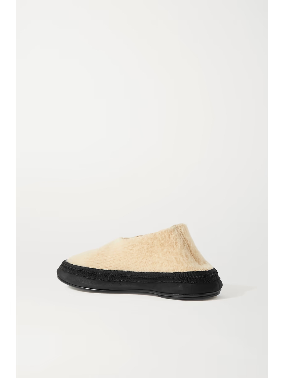 Fairy grosgrain and suede-trimmed cashmere slippers Fairy grosgrain and suede-trimmed cashmere slippers