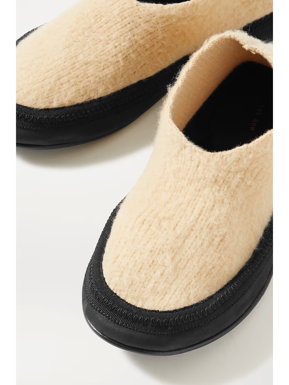 Fairy grosgrain and suede-trimmed cashmere slippers Fairy grosgrain and suede-trimmed cashmere slippers