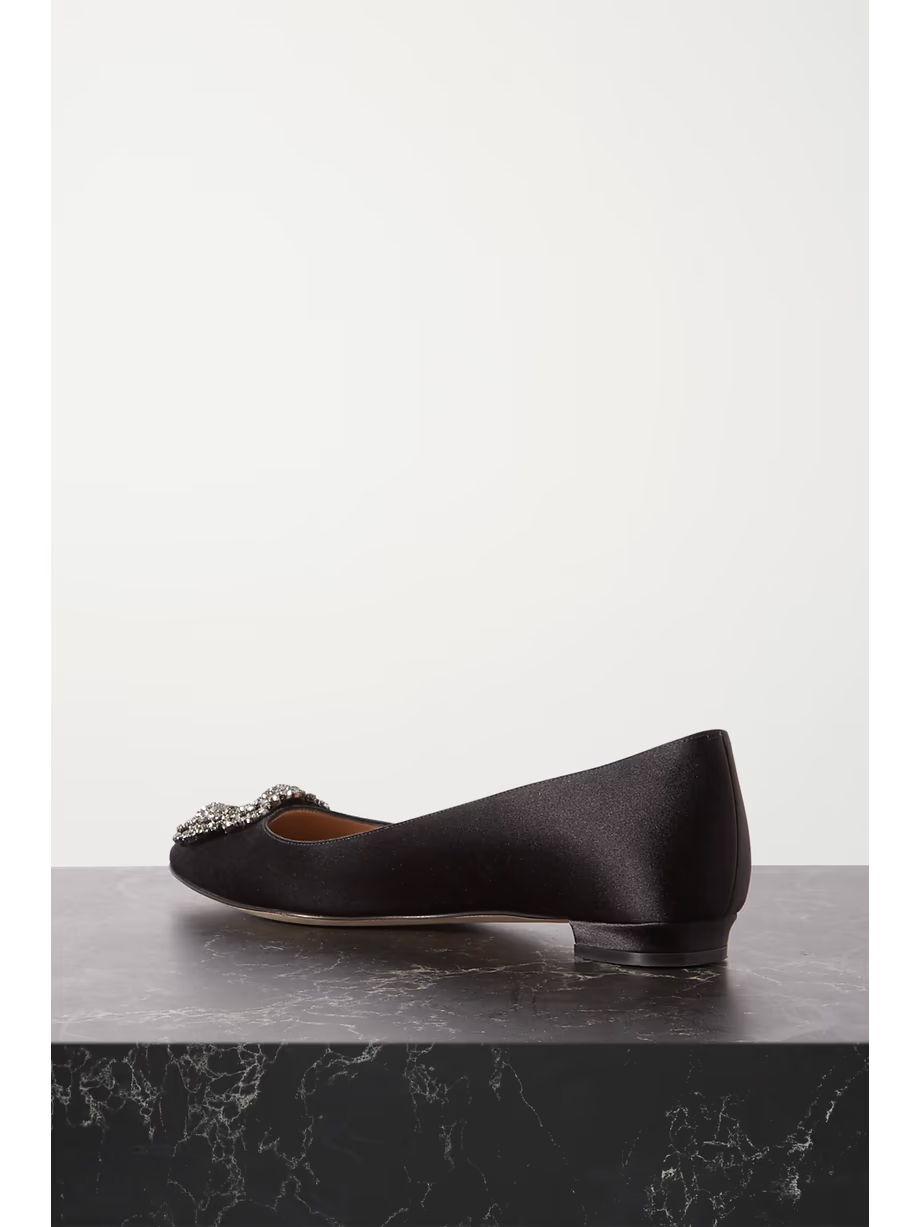 Hangisi embellished satin point-toe flats Hangisi embellished satin point-toe flats