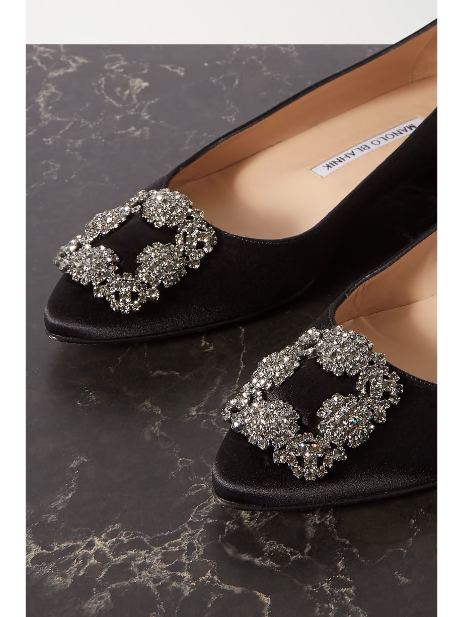 Hangisi embellished satin point-toe flats Hangisi embellished satin point-toe flats