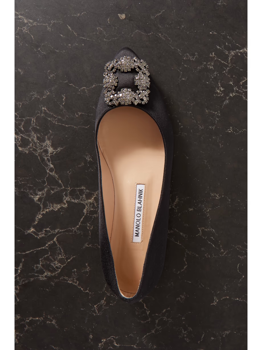 Hangisi embellished satin point-toe flats Hangisi embellished satin point-toe flats