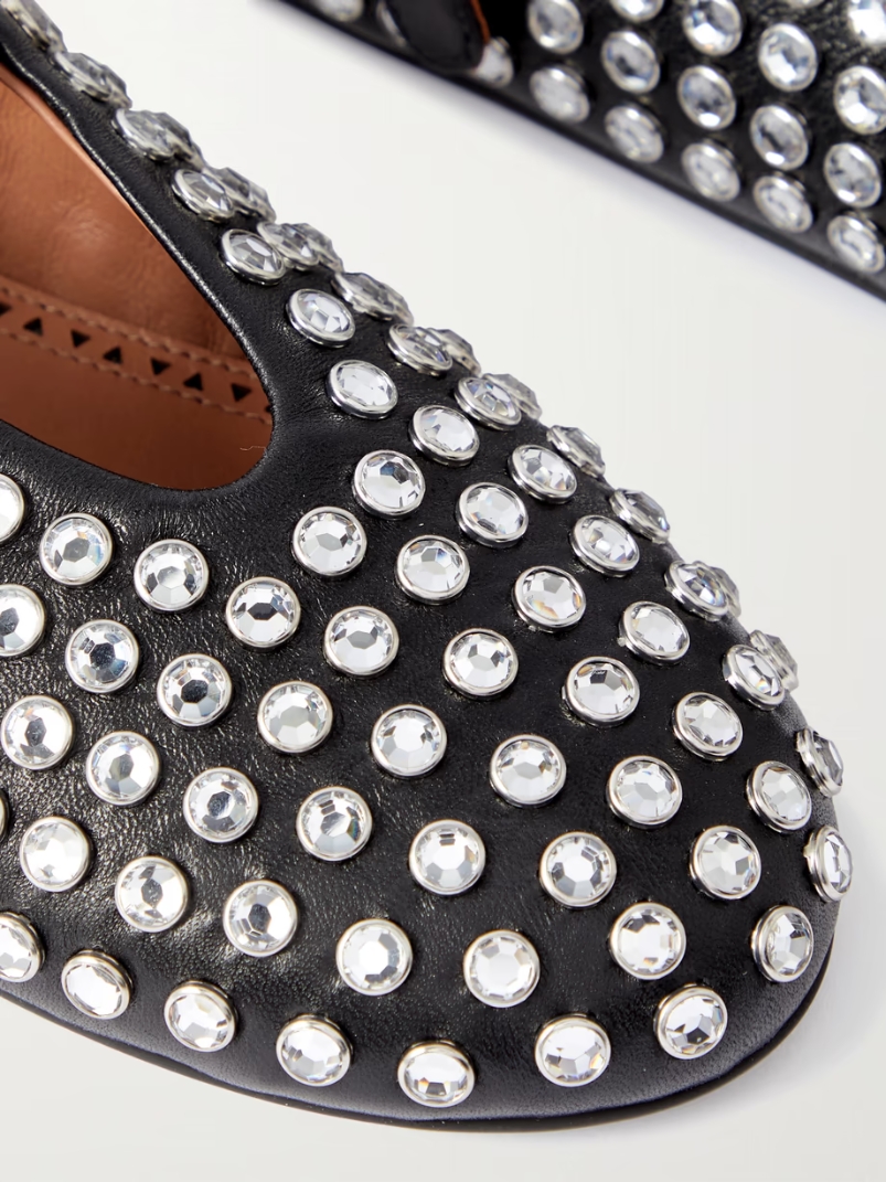 Crystal-embellished leather ballet flats Crystal-embellished leather ballet flats