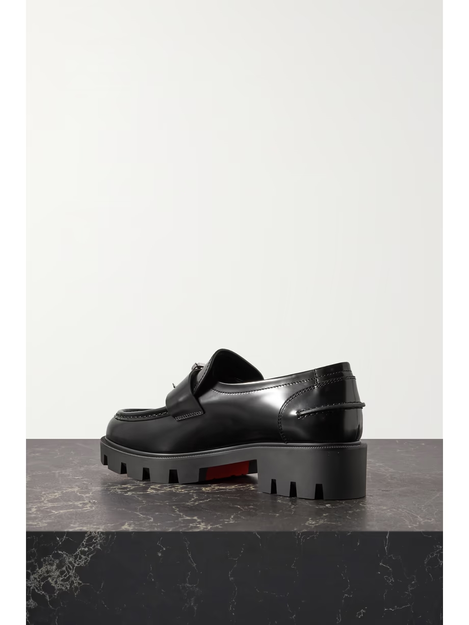 CL Moc Lug embellished glossed-leather loafers CL Moc Lug embellished glossed-leather loafers