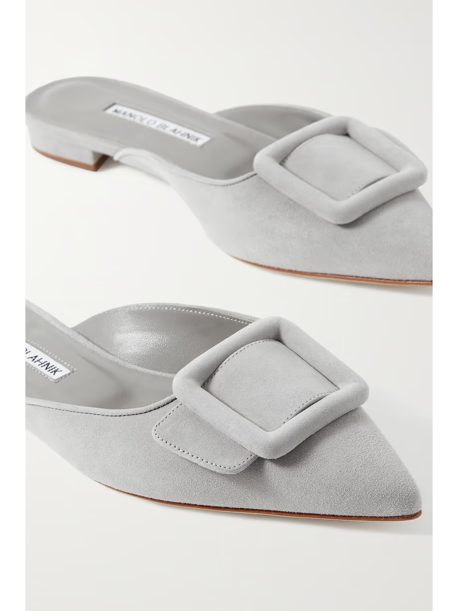 Maysale buckled suede point-toe flats Maysale buckled suede point-toe flats