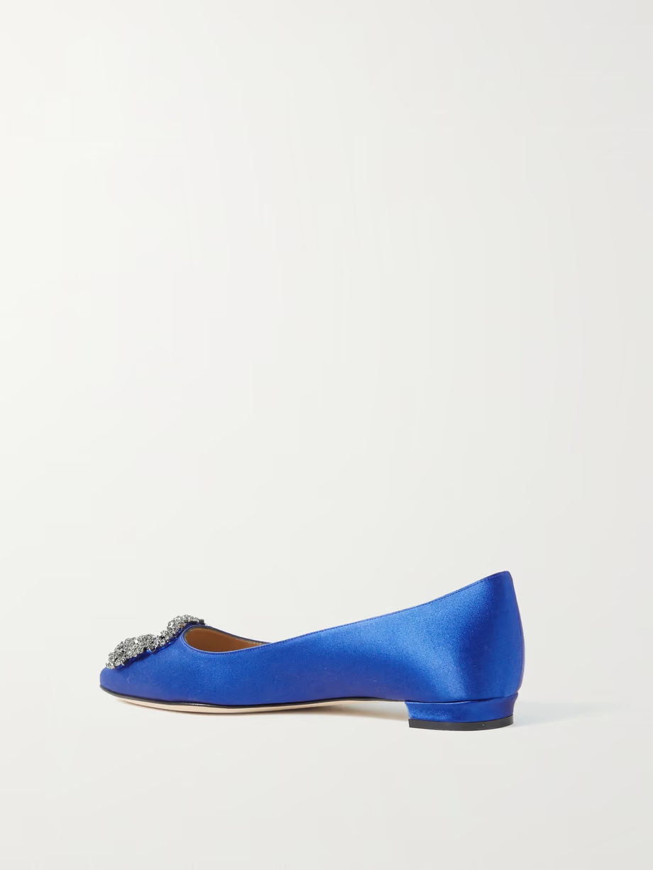 Hangisi embellished satin point-toe flats Hangisi embellished satin point-toe flats