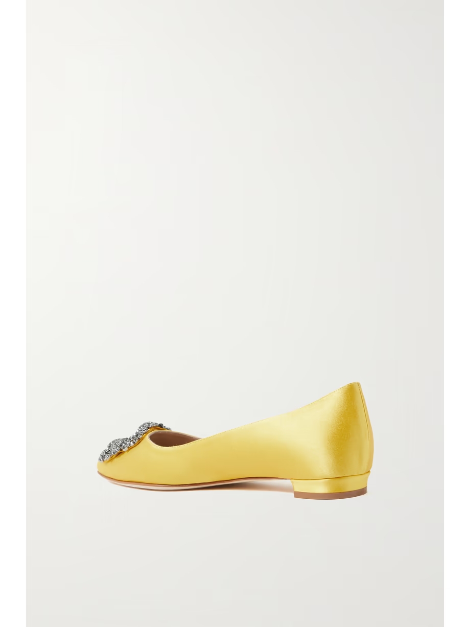 Hangisi embellished satin point-toe flats Hangisi embellished satin point-toe flats