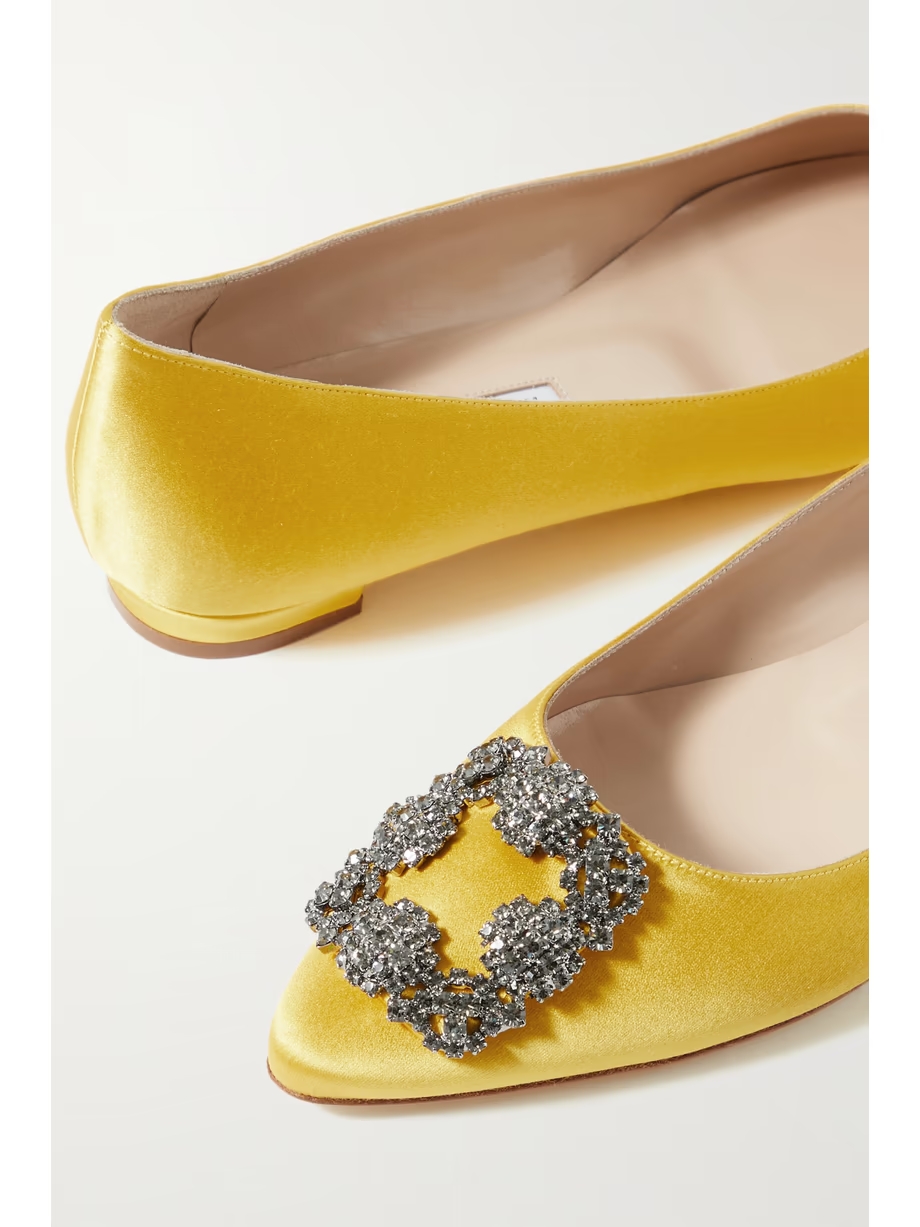 Hangisi embellished satin point-toe flats Hangisi embellished satin point-toe flats