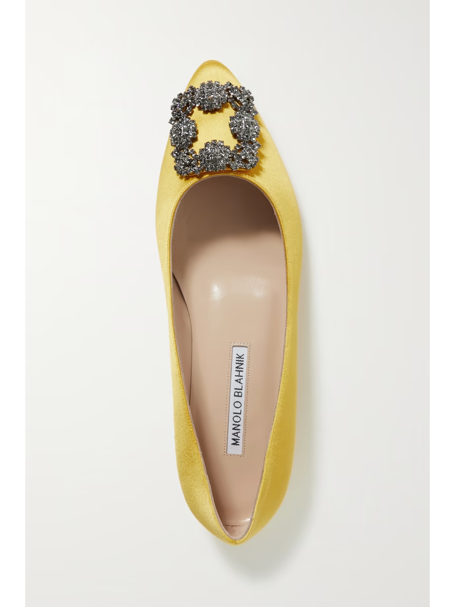 Hangisi embellished satin point-toe flats Hangisi embellished satin point-toe flats