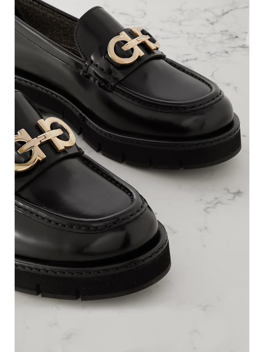 Ofelia embellished glossed-leather loafers Ofelia embellished glossed-leather loafers