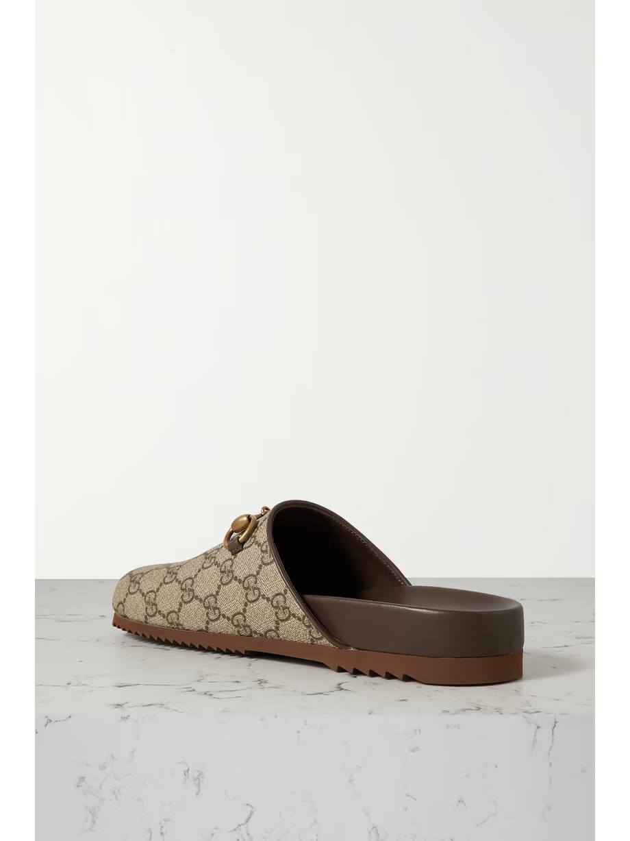 Sol embellished leather-trimmed canvas-jacquard slippers Sol embellished leather-trimmed canvas-jacquard slippers