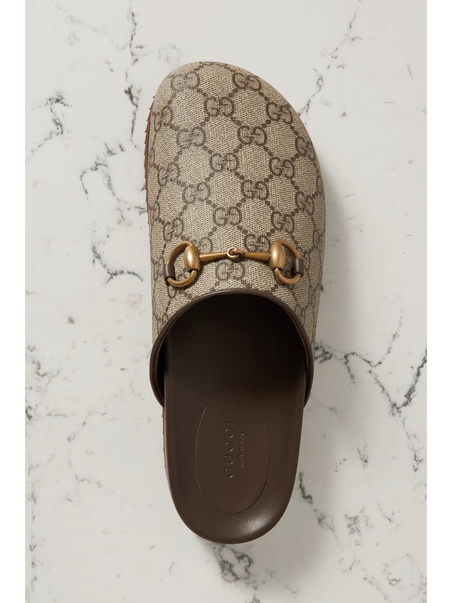 Sol embellished leather-trimmed canvas-jacquard slippers Sol embellished leather-trimmed canvas-jacquard slippers