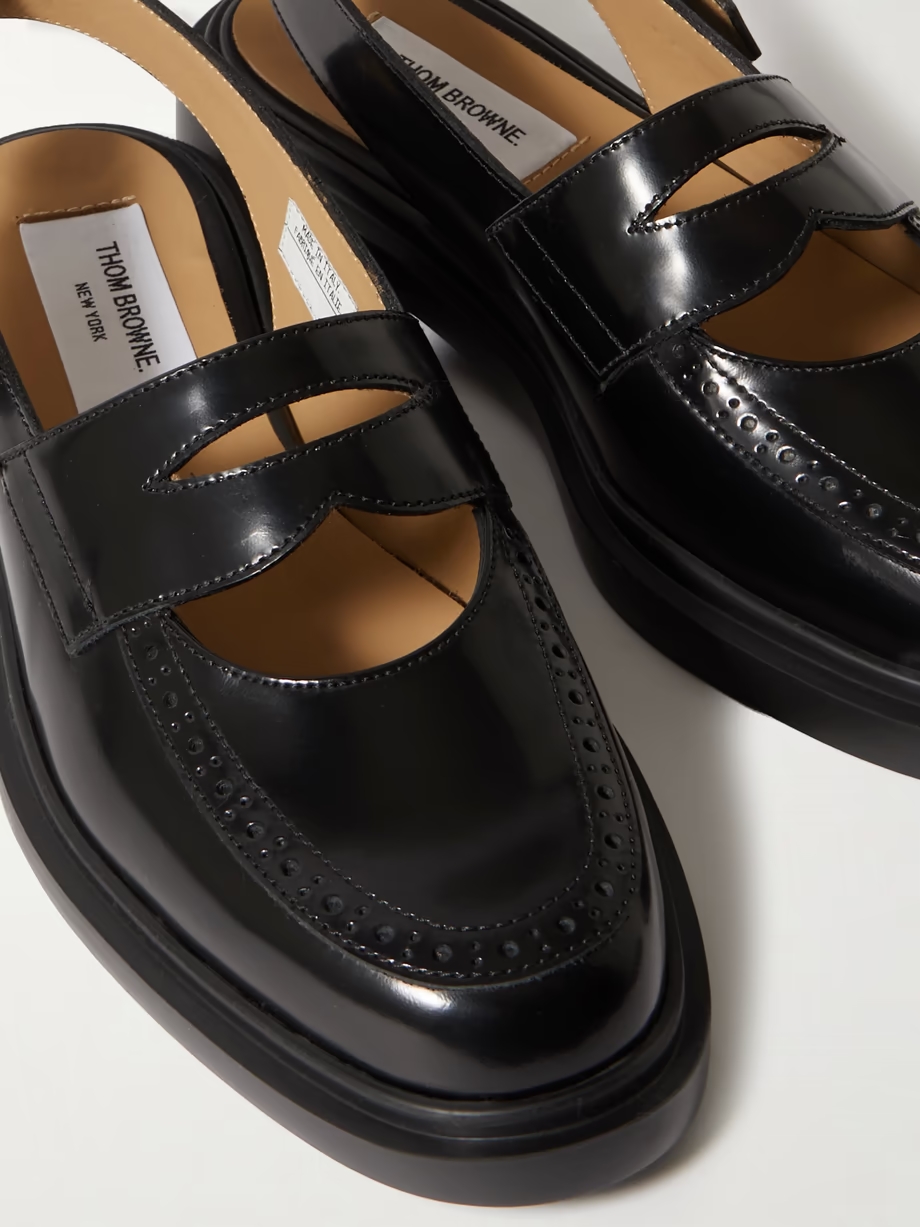 Cutout leather slingback loafers Cutout leather slingback loafers
