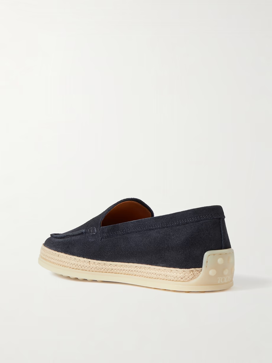 Raffia-trimmed suede loafers Raffia-trimmed suede loafers