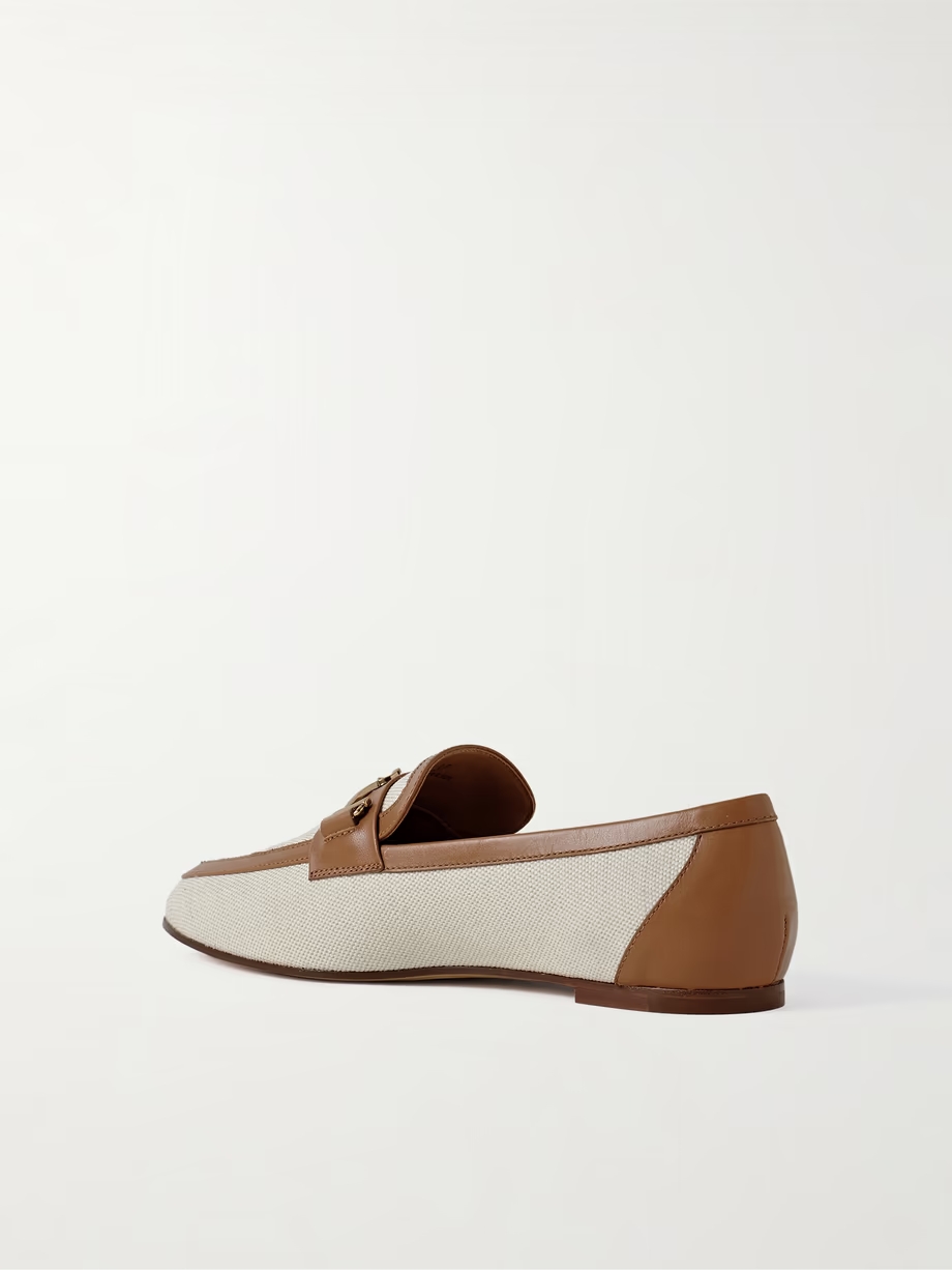 Leather-trimmed canvas loafers Leather-trimmed canvas loafers