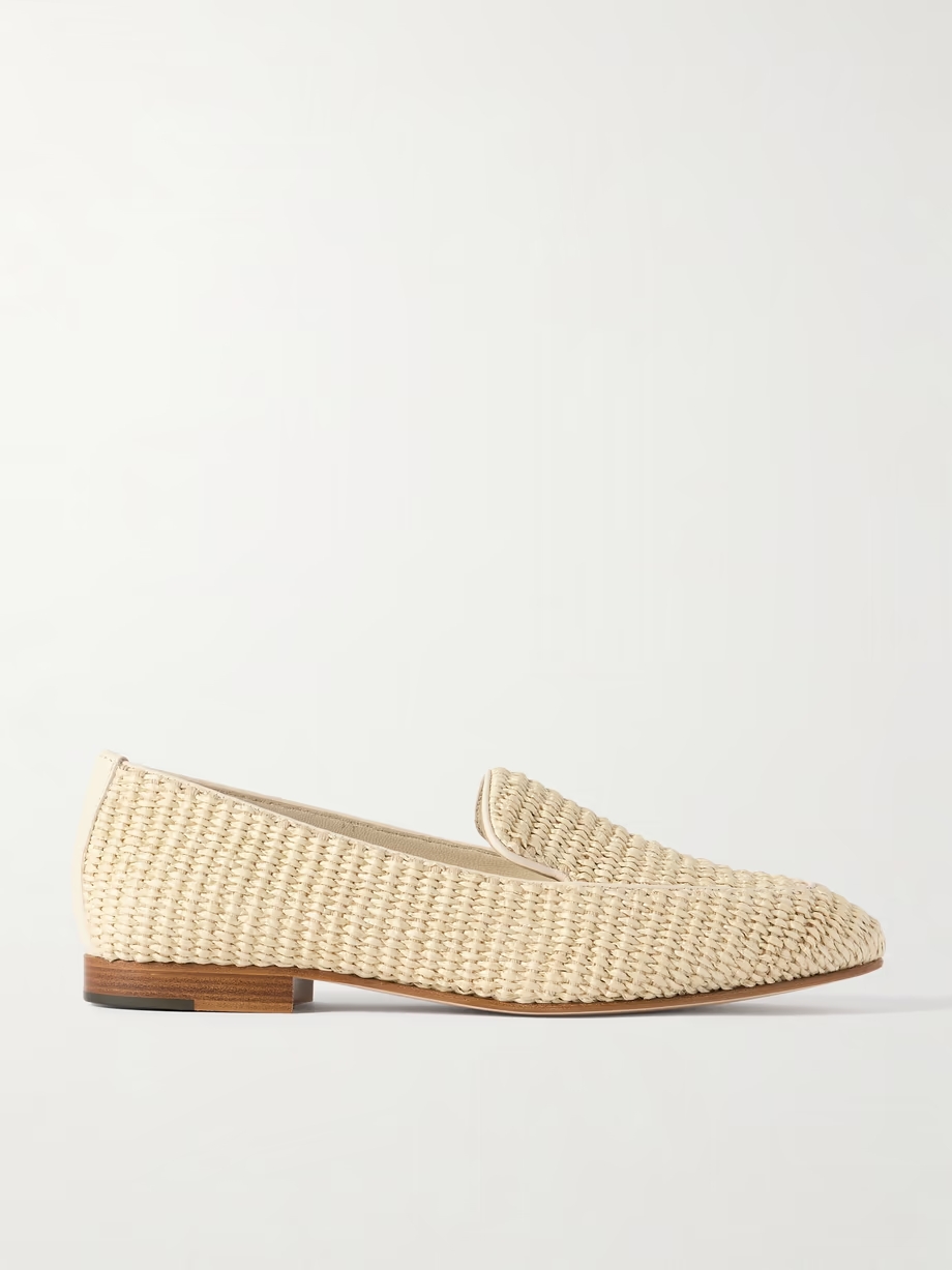 Pitakara leather-trimmed raffia loafers Pitakara leather-trimmed raffia loafers