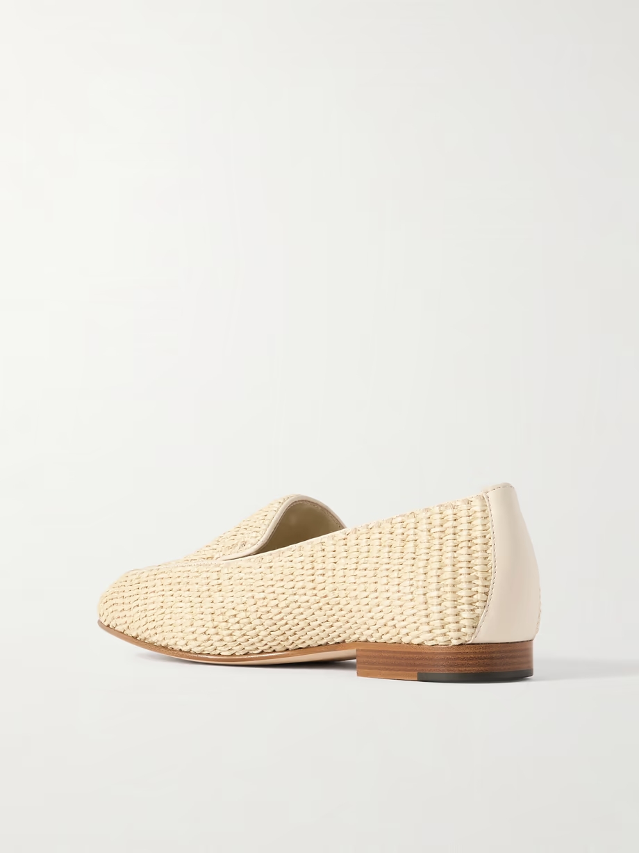 Pitakara leather-trimmed raffia loafers Pitakara leather-trimmed raffia loafers