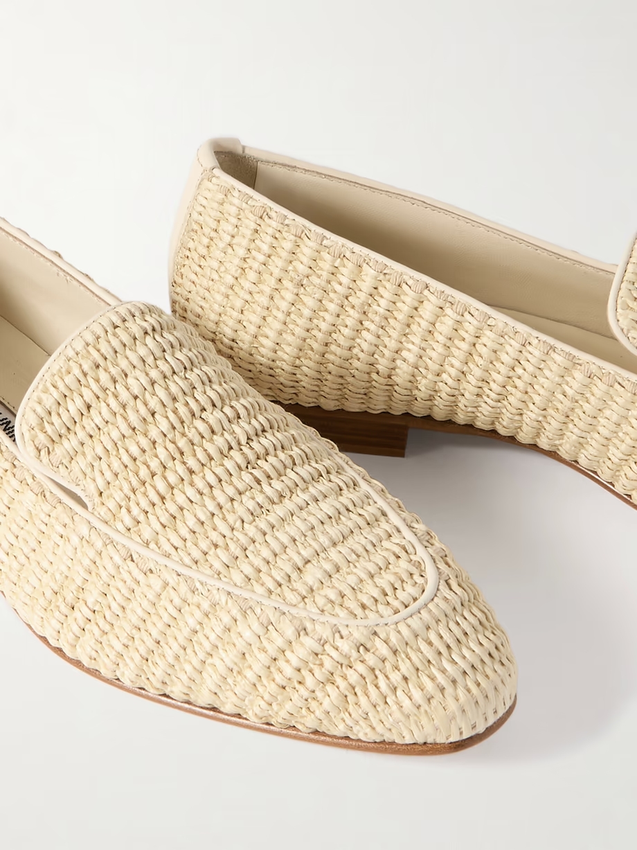 Pitakara leather-trimmed raffia loafers Pitakara leather-trimmed raffia loafers