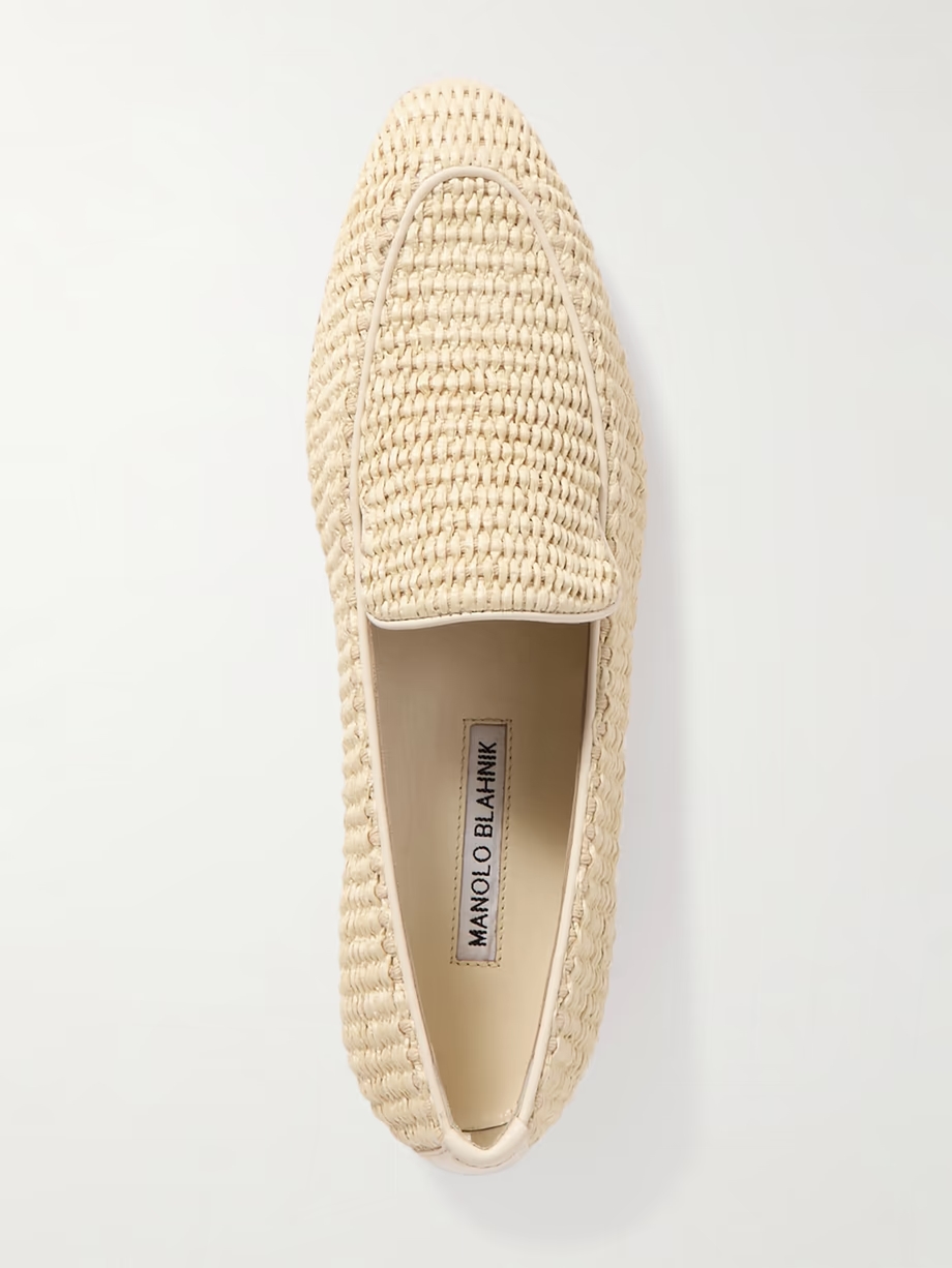 Pitakara leather-trimmed raffia loafers Pitakara leather-trimmed raffia loafers