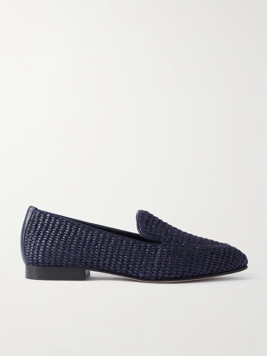 Pitakara leather-trimmed raffia loafers Pitakara leather-trimmed raffia loafers