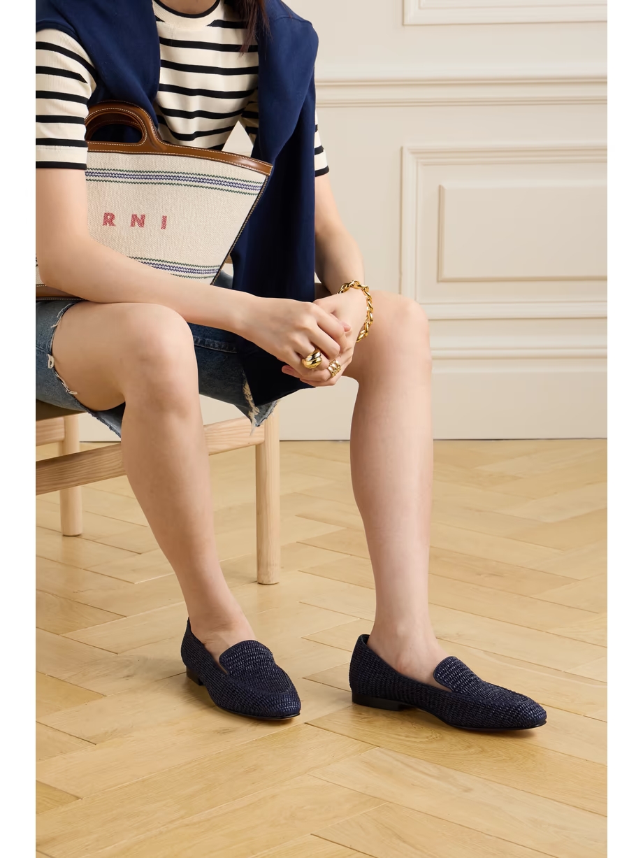 Pitakara leather-trimmed raffia loafers Pitakara leather-trimmed raffia loafers