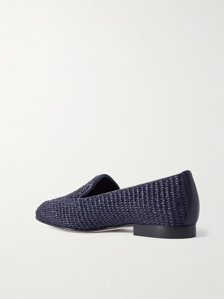 Pitakara leather-trimmed raffia loafers Pitakara leather-trimmed raffia loafers