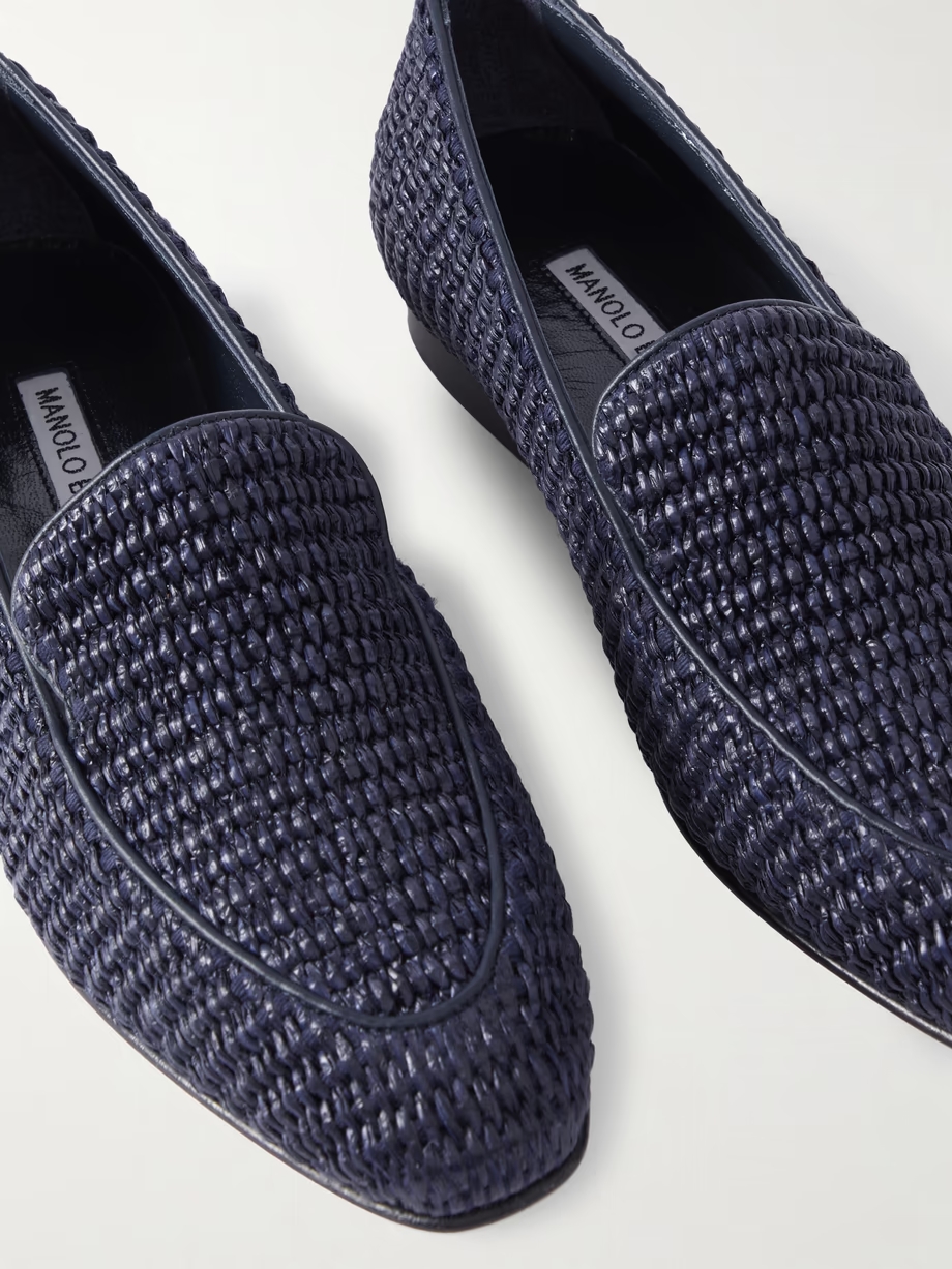 Pitakara leather-trimmed raffia loafers Pitakara leather-trimmed raffia loafers