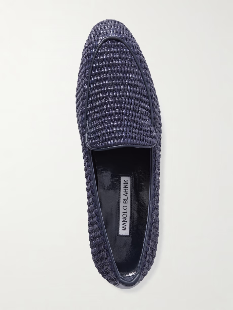 Pitakara leather-trimmed raffia loafers Pitakara leather-trimmed raffia loafers