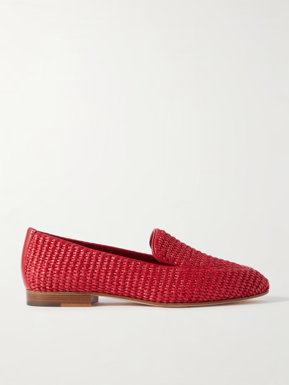 Pitakara leather-trimmed raffia loafers Pitakara leather-trimmed raffia loafers
