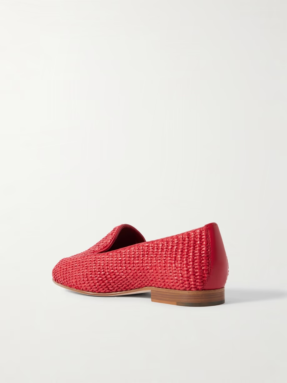 Pitakara leather-trimmed raffia loafers Pitakara leather-trimmed raffia loafers