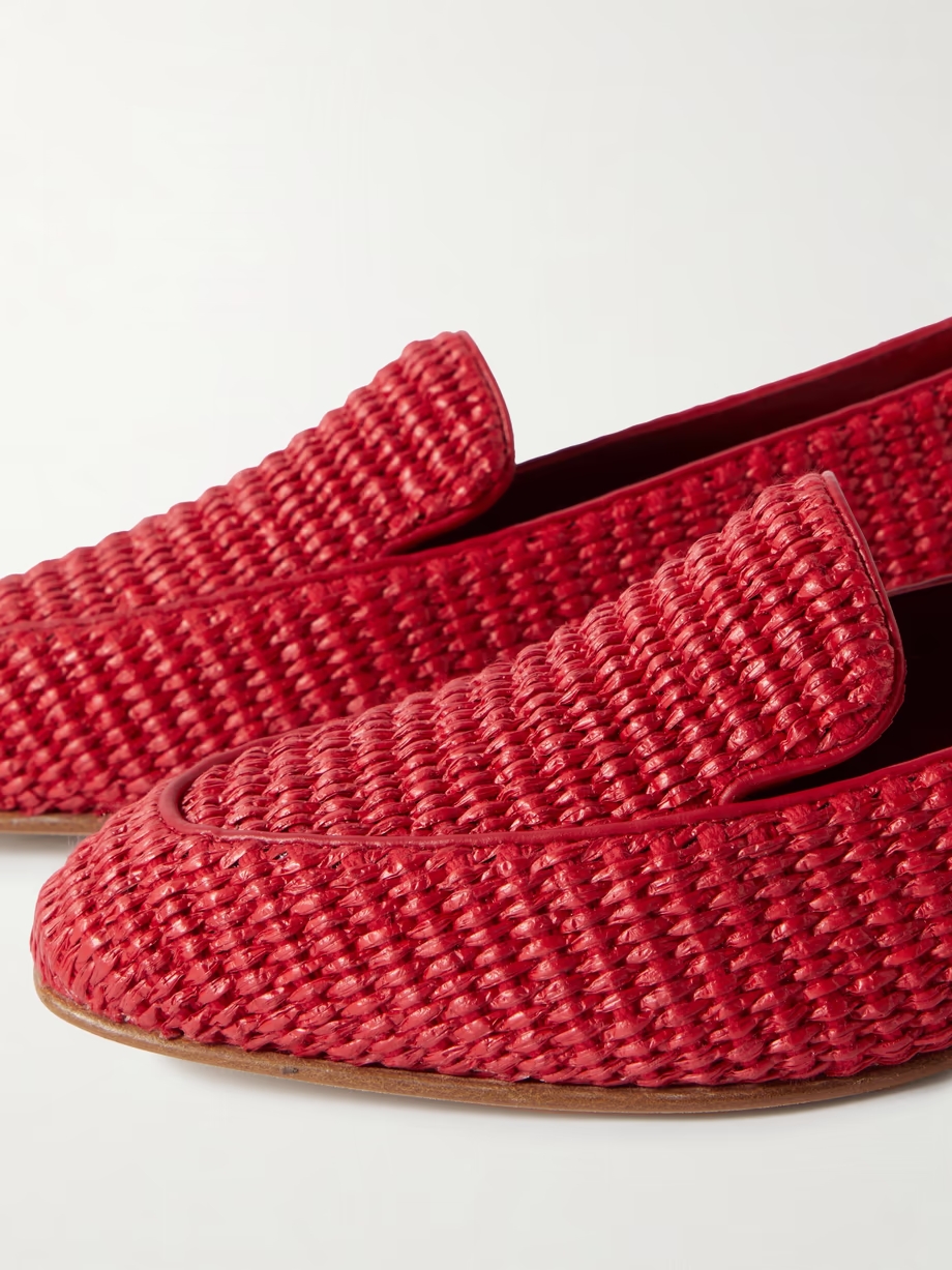 Pitakara leather-trimmed raffia loafers Pitakara leather-trimmed raffia loafers