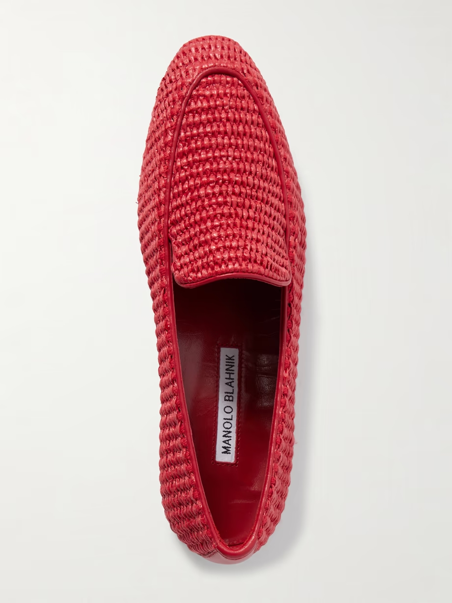 Pitakara leather-trimmed raffia loafers Pitakara leather-trimmed raffia loafers