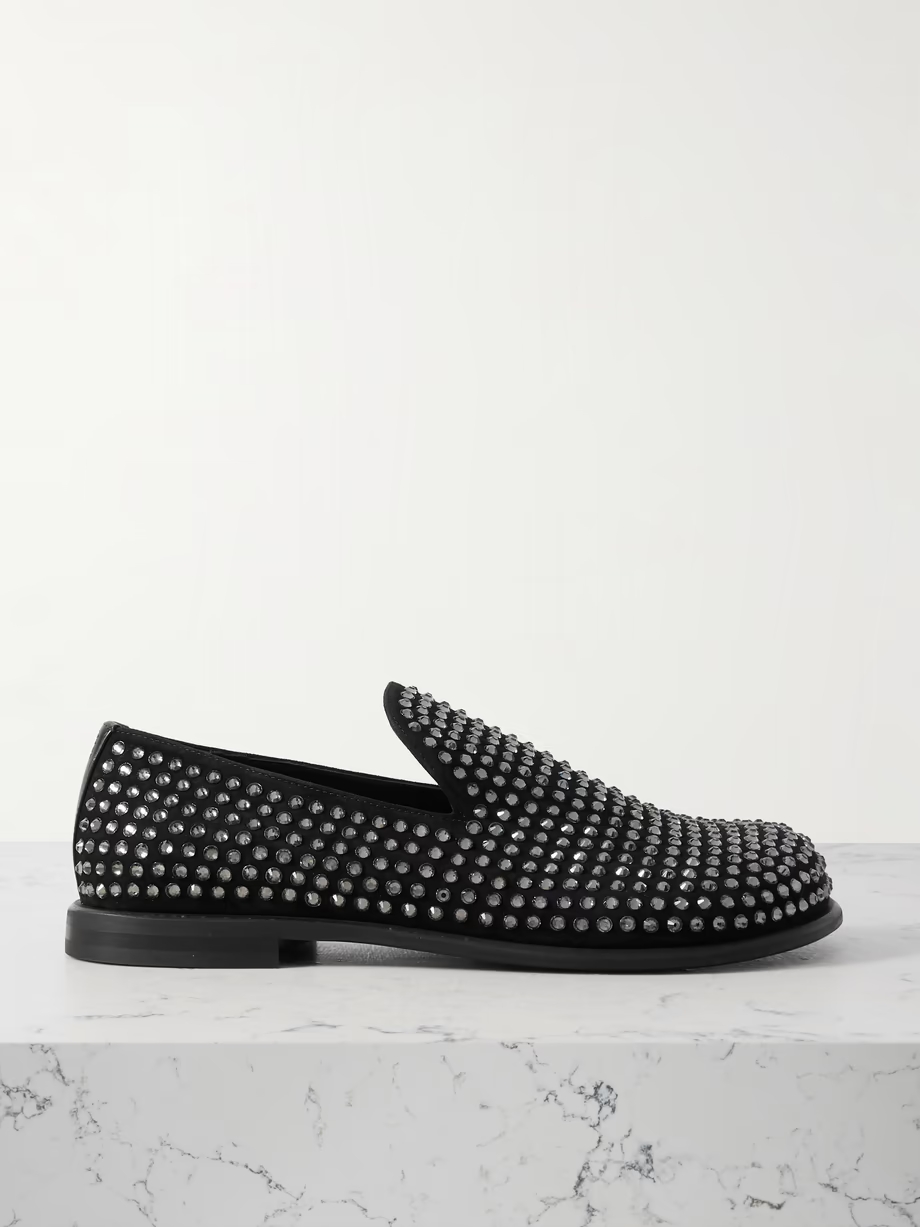 Crystal-embellished suede loafers Crystal-embellished suede loafers