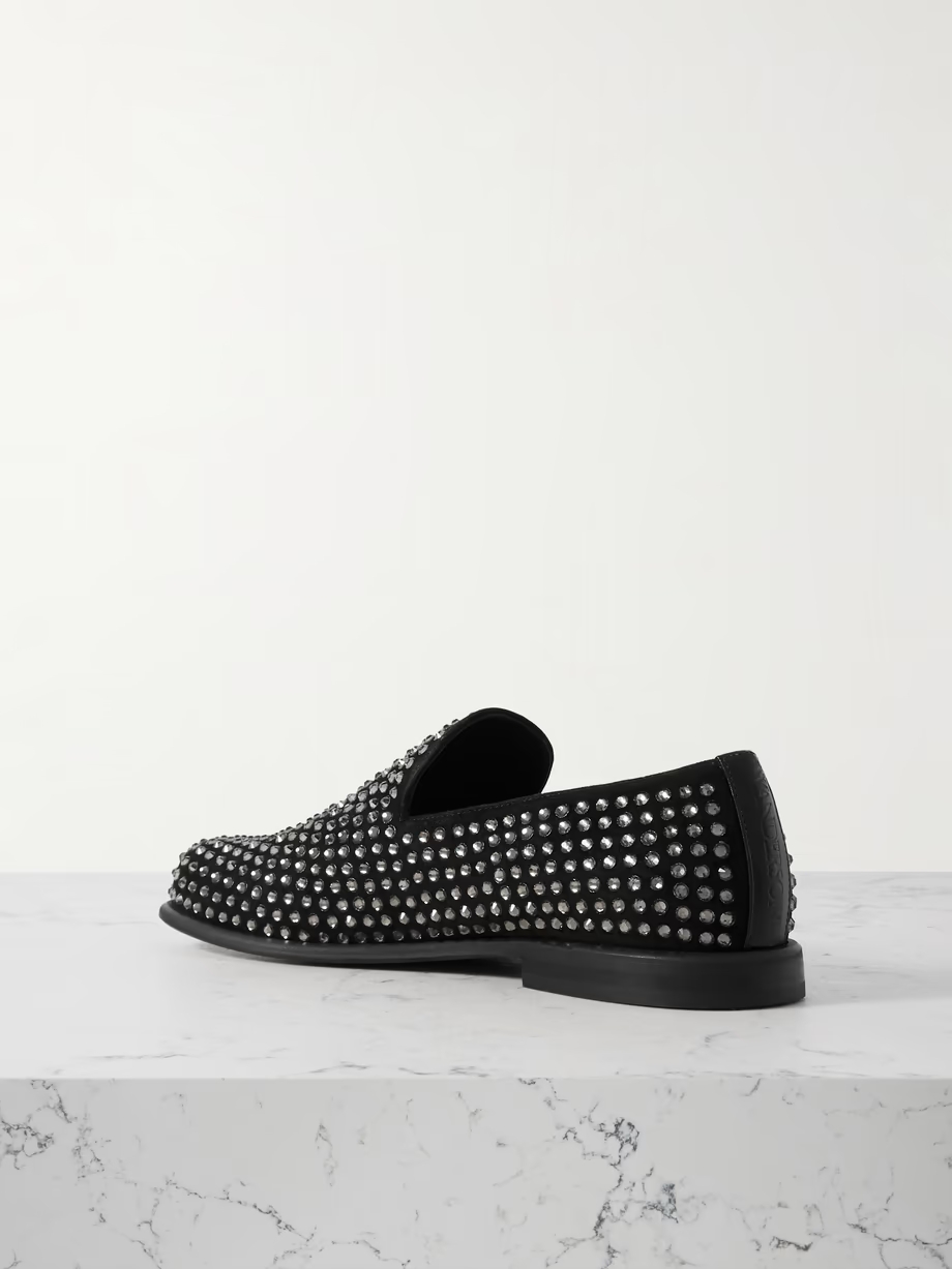 Crystal-embellished suede loafers Crystal-embellished suede loafers