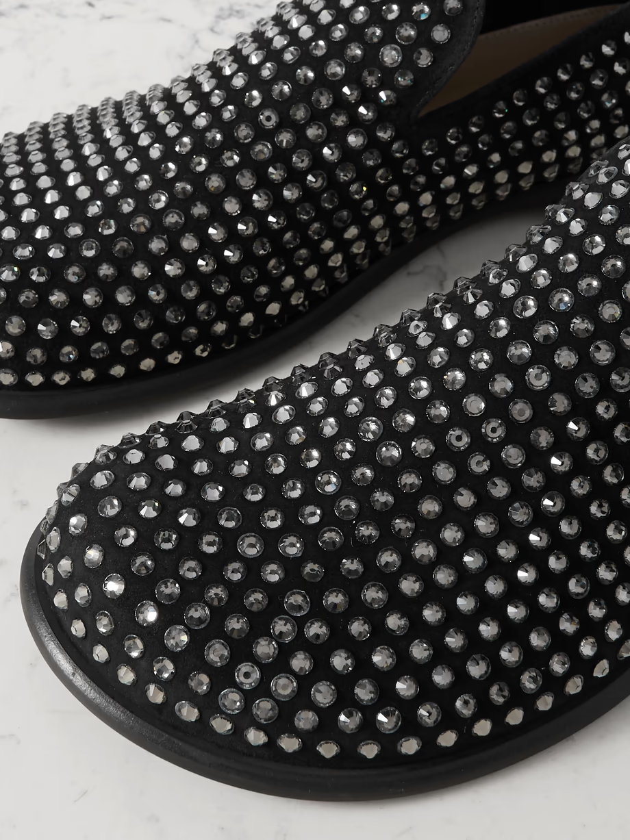 Crystal-embellished suede loafers Crystal-embellished suede loafers