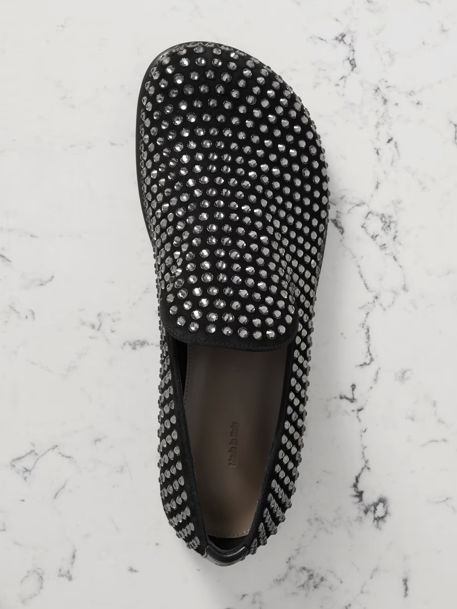Crystal-embellished suede loafers Crystal-embellished suede loafers