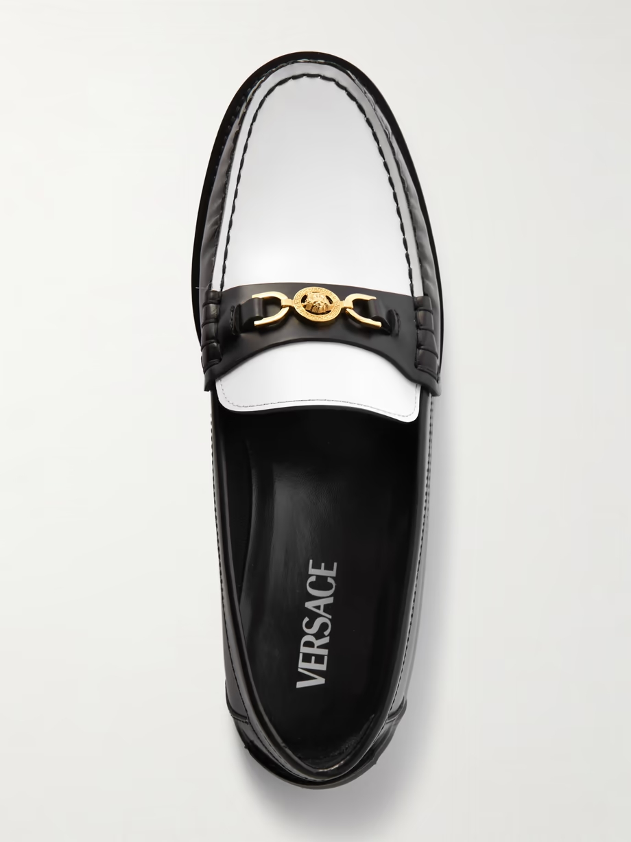 Embellished two-tone leather penny loafers Embellished two-tone leather penny loafers
