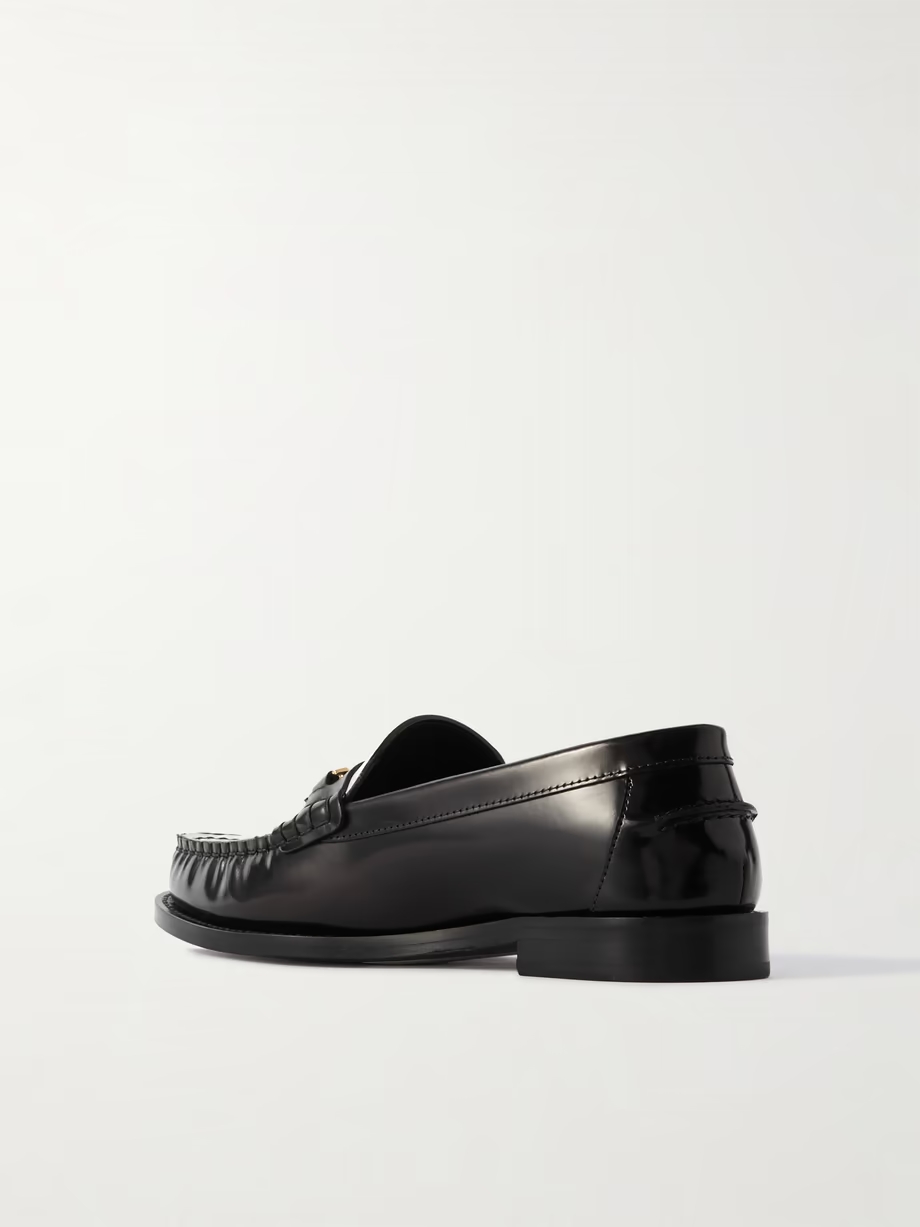Embellished two-tone leather penny loafers Embellished two-tone leather penny loafers