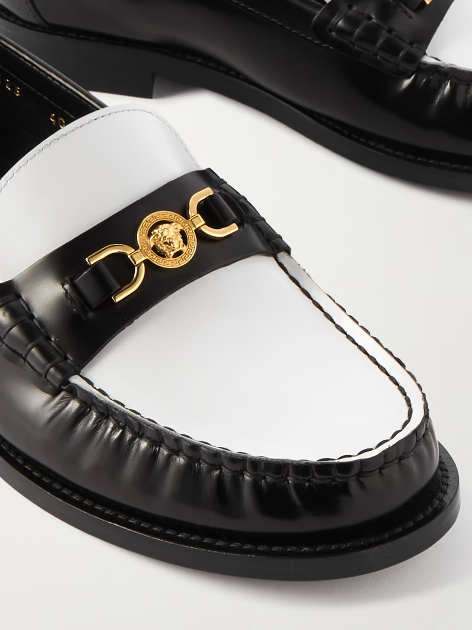 Embellished two-tone leather penny loafers Embellished two-tone leather penny loafers