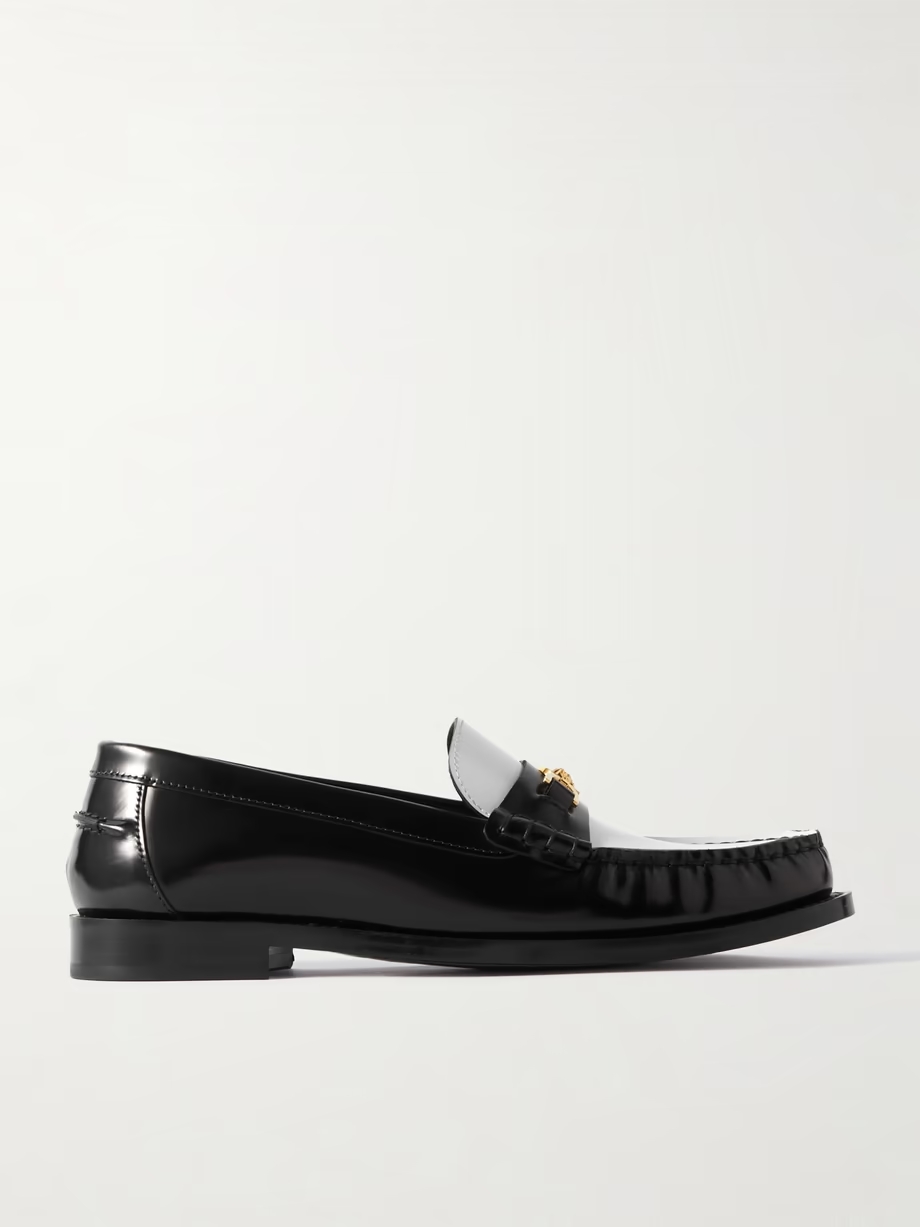 Embellished two-tone leather penny loafers Embellished two-tone leather penny loafers