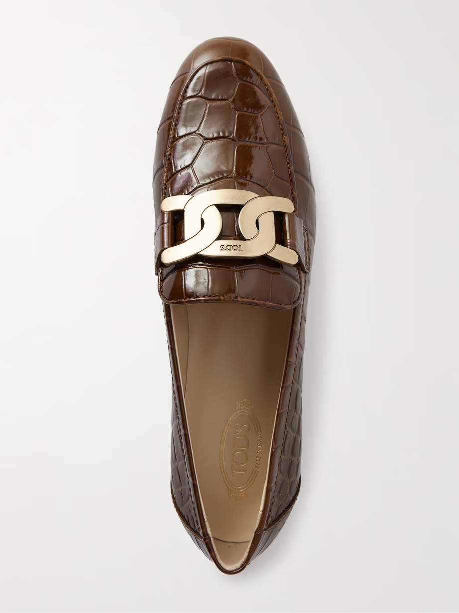 Kate embellished croc-effect leather loafers Kate embellished croc-effect leather loafers