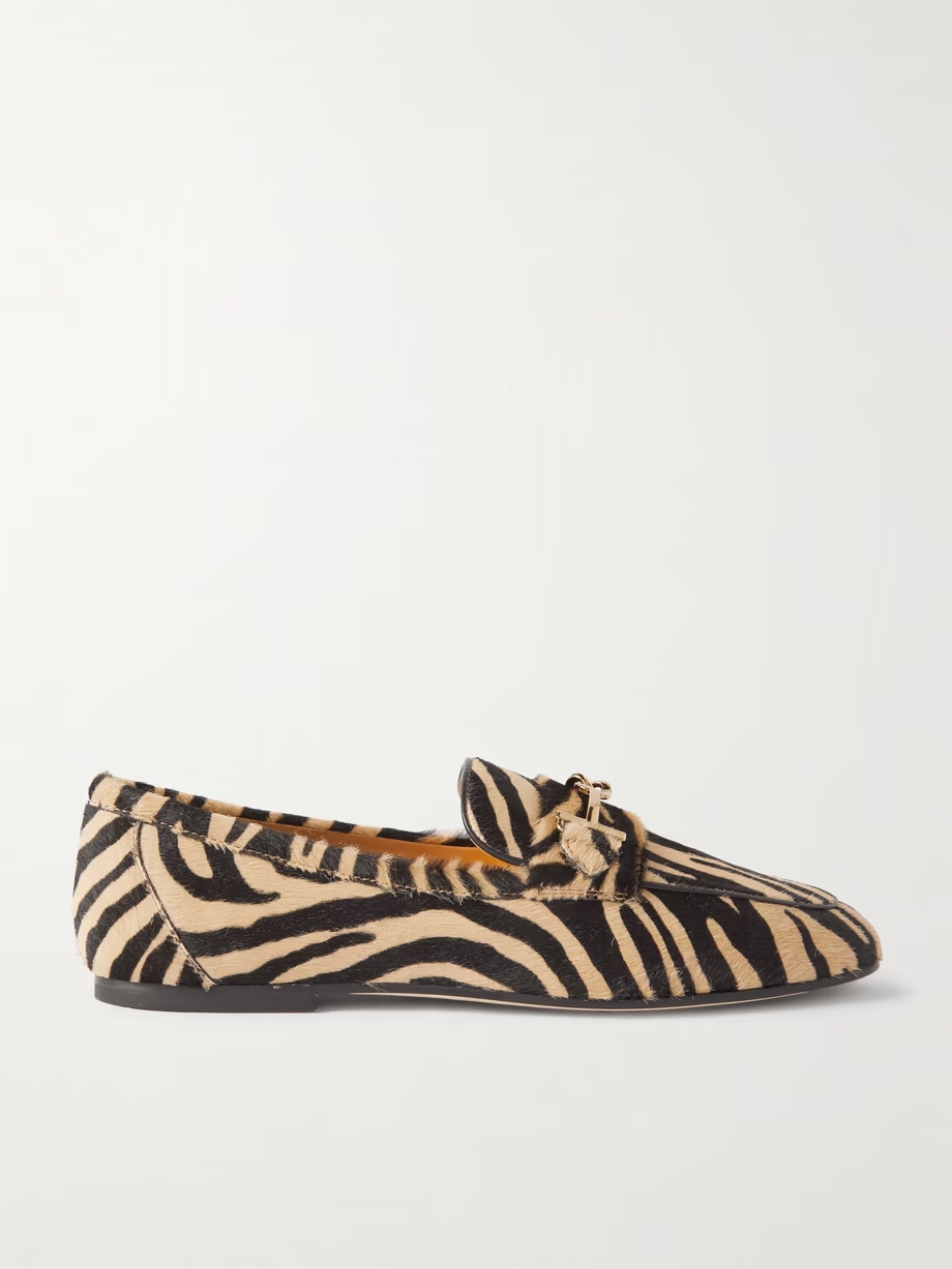 Embellished zebra-print pony hair loafers Embellished zebra-print pony hair loafers