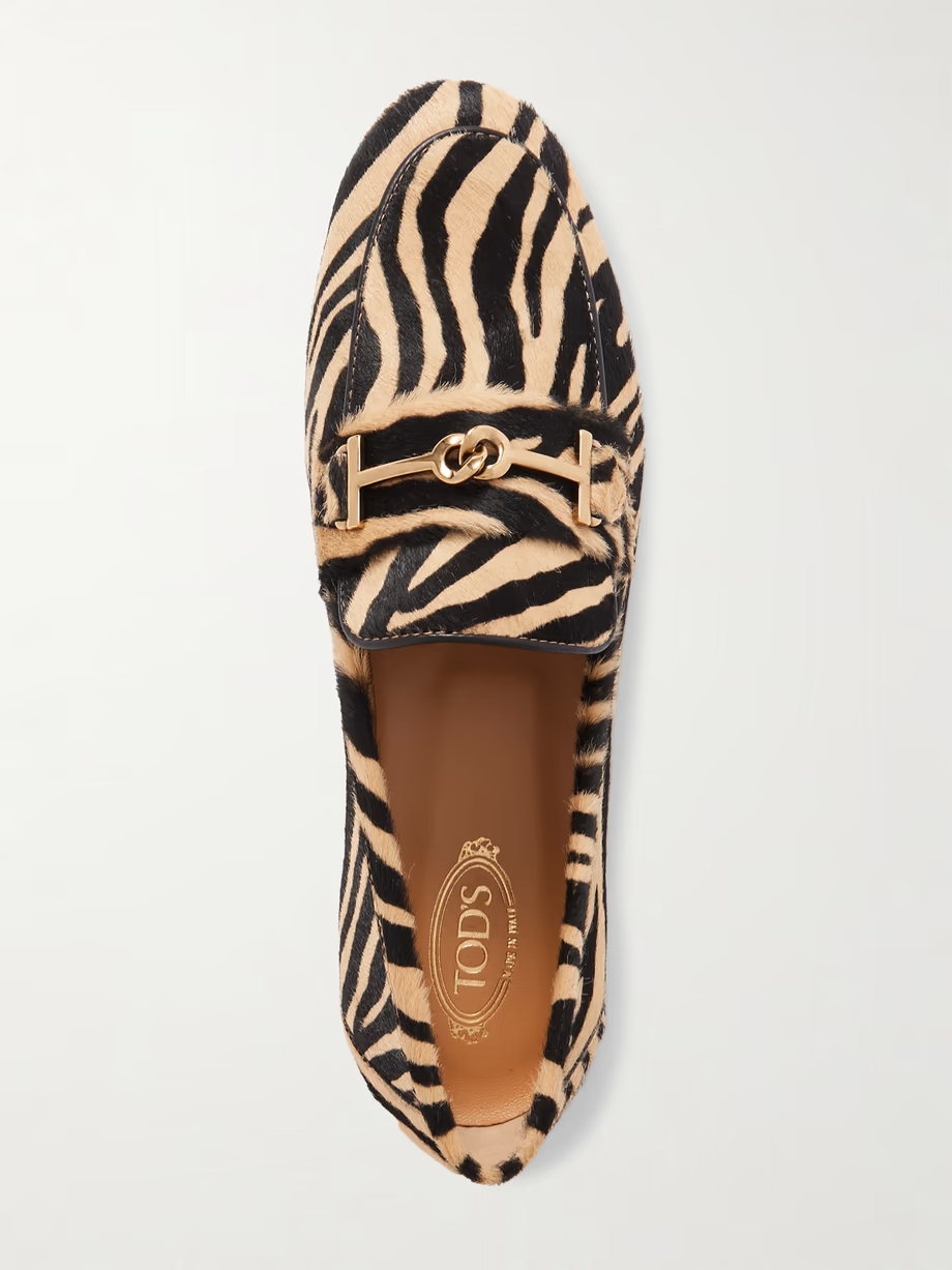 Embellished zebra-print pony hair loafers Embellished zebra-print pony hair loafers
