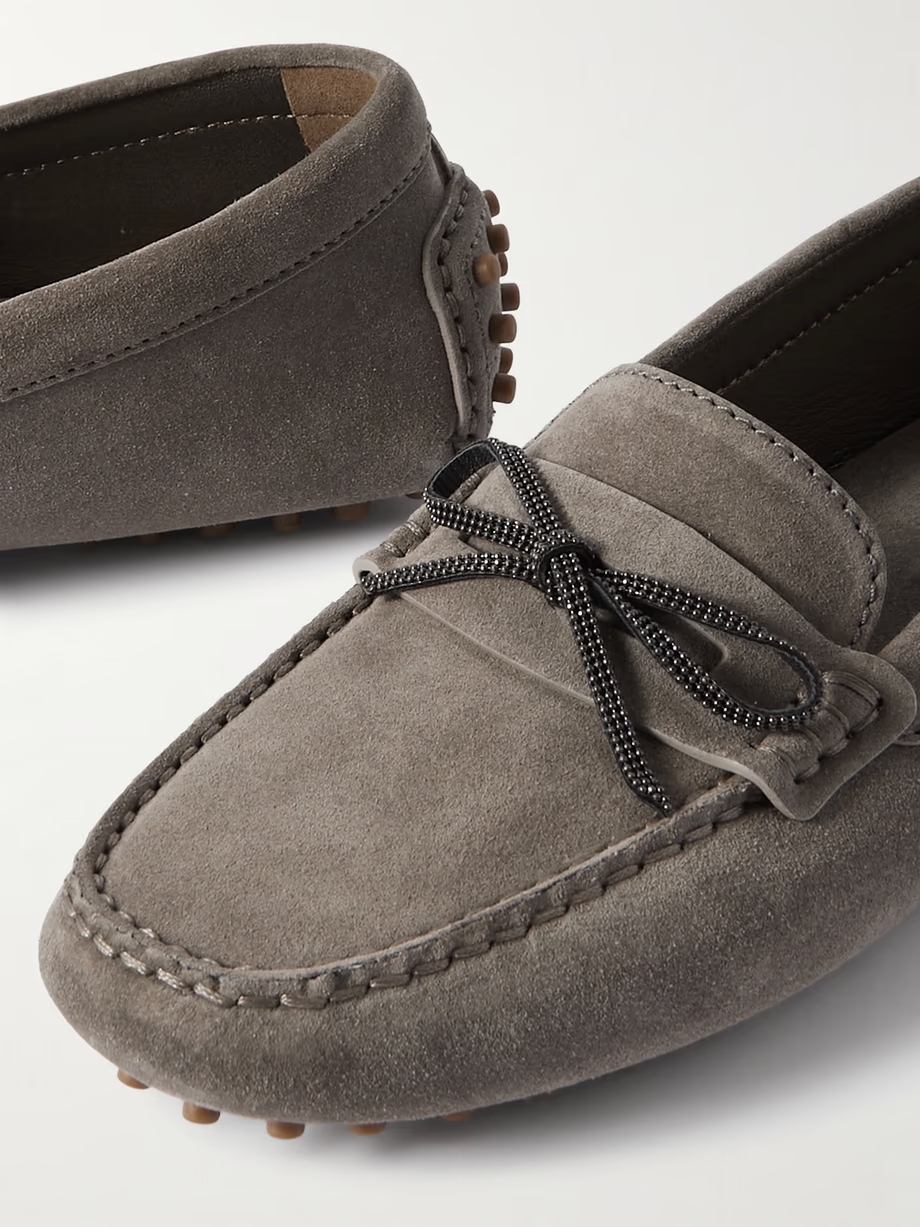 Embellished suede driving shoes Embellished suede driving shoes